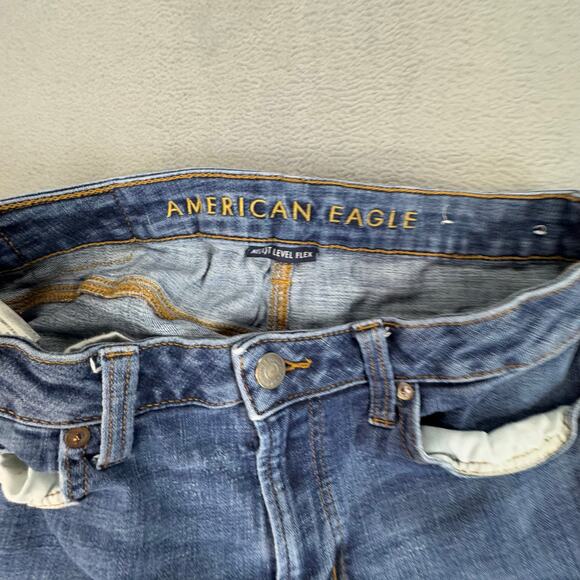 American Eagle Outfitter Jeans Mens Distressed Destroy Slim Flex Blue 31x32 - Picture 2 of 13